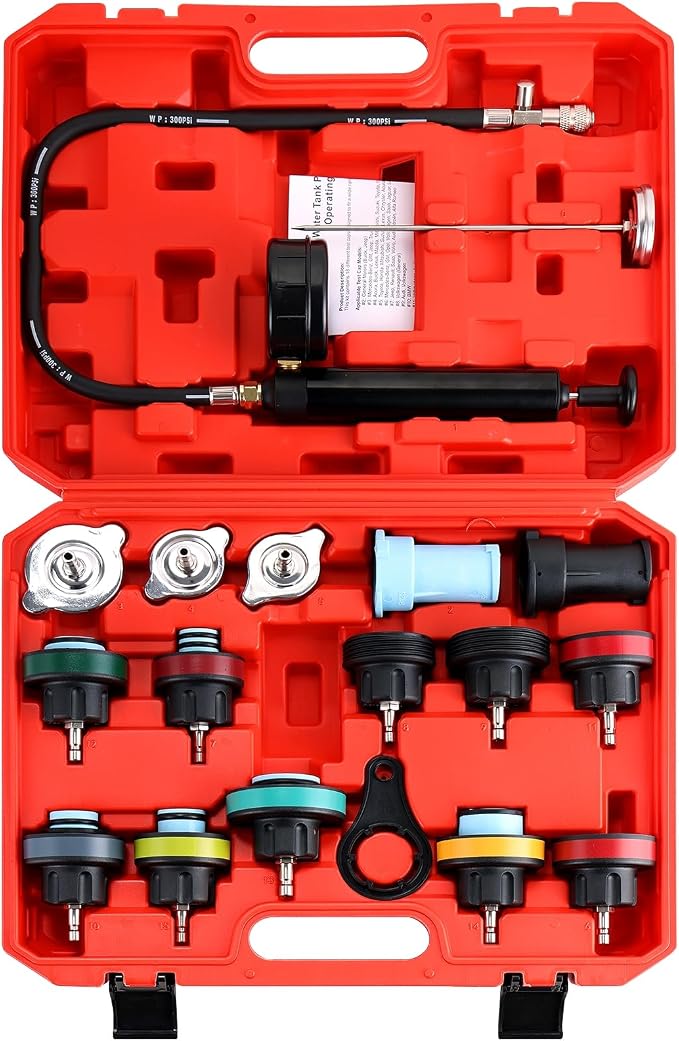 18PCS Radiator Pump Pressure Tester Kit | Coolant Pressure Tester Kit Cooling System Pressure Tester Kit for Automotive Cooling System Water Tank Leakage Detection