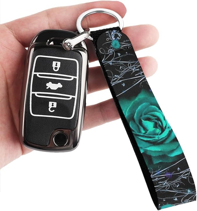 Howilath Green Rose Flowers Print Car Front Seat Covers, 10pcs Car Front Seat Covers/Steering Wheel Cover/Seatbelt Pads/Keychain/Armrest Cushion/Coasters Vehicle Seat Protector Accessories