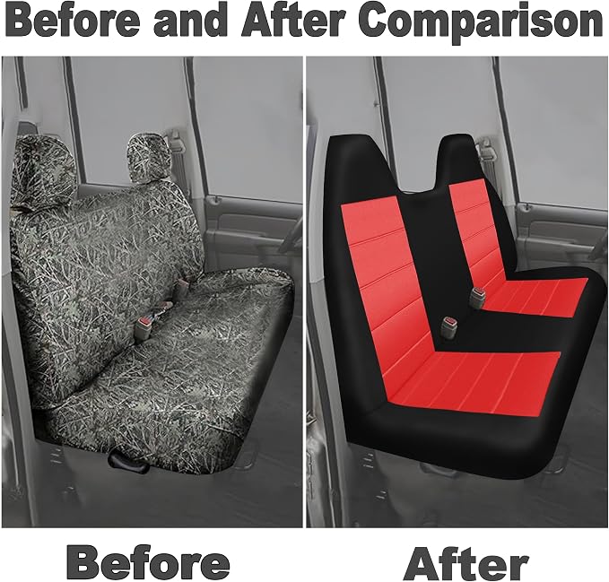 Custom Bench Seat Covers for Ford F150 1999 2000 2001 2002 2003 2004 Heavy Duty Cloth Protector Interior Accessories，Waterproof & Machine Washable - Red
