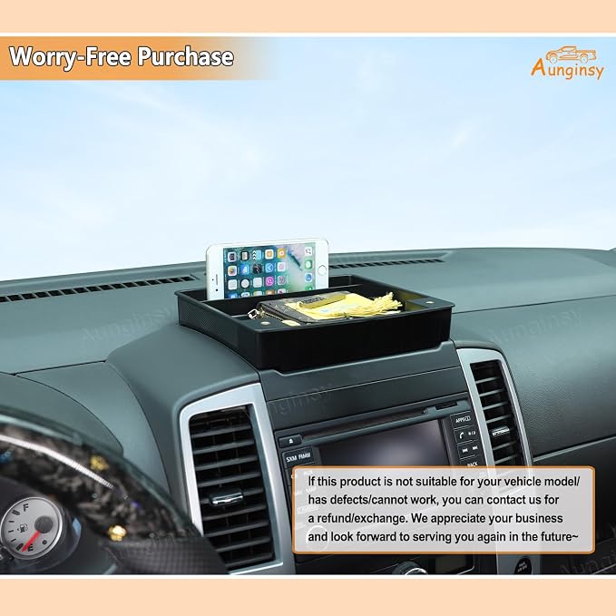 Aunginsy Center Console Dash Storage Tray Compatible with Nissan Frontier 2009-2017, Car Dashboard Storage Box Organizer Holder Tray Insert Mounted Tray ABS Interior Accessories, Without Phone Holder