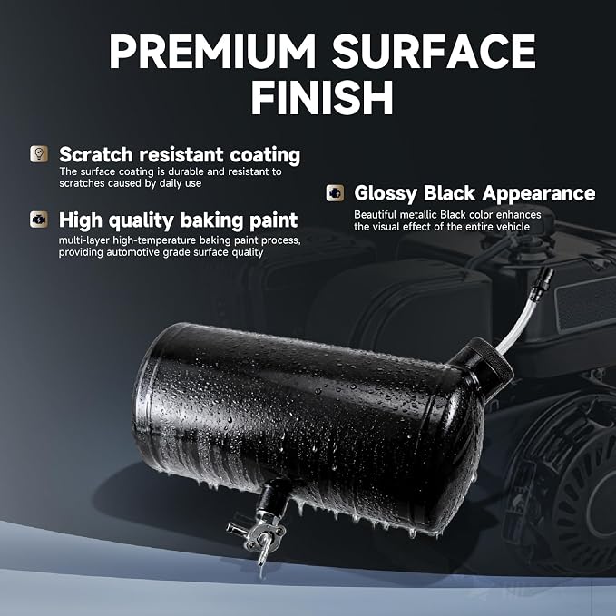 Upgraded 10x4.5" Aluminum alloy welding Gas Fuel Tank Cylinder(Premium Glossy Paint Finish Black) For Predator 212cc 196cc/6.5HP Go Kart and Gas Mini Bike,For Coleman CT200U BT200X CT200u-ex