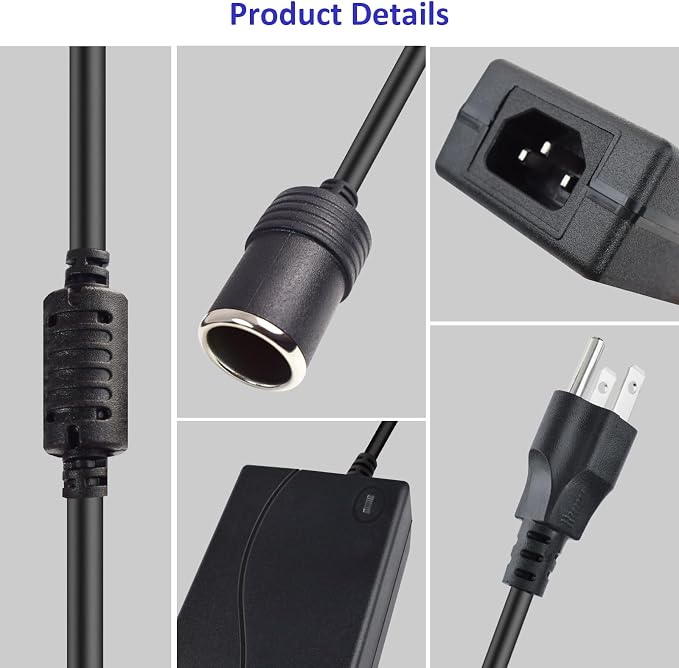 110v to 12v 6A 72W AC to DC Converter- Car Cigarette Lighter Adapter to Wall Plug for Air Compressor, Tire Inflator, Car Refrigerator, Car Vacuum Cleaner, Car Fan