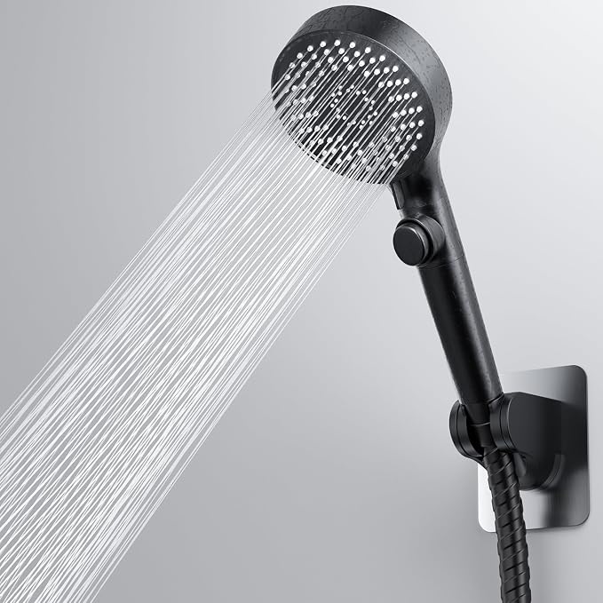 RV Shower Head with Stainless Steel Hose, 5 Mode High Pressure Shower Head with Handheld On Off Switch, Camper Shower Head Replacement for RV, Travel Trailer, Motorhome, RV Accessories Part, Black