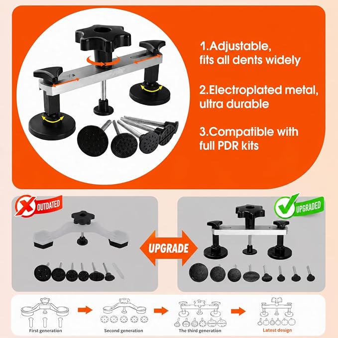 Car Dent Puller Kit, Dent Remover for Car Dent Repair with High Adhesion Pull Tabs, Glue Gun & Sticks, Suction Cup, Slide Hammer T-Bar, PDR Tools for Paintless Dent Removal at Home and Garage