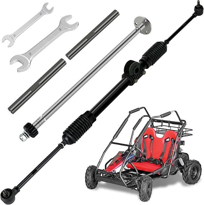 Steering Gear Assembly Compatible with Coleman KT196 Go Kart CK196-T 196cc 6.5HP Kandi 110cc Gas Powered 4 Wheeler Quad DIY Cart Go Kart Parts Spindle Knuckle Ball Joint Rod Assembly
