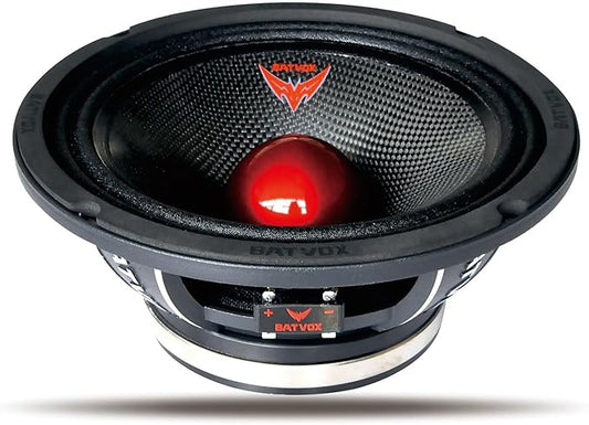 MX80S1 Loudspeaker 8 Inch Midrange 600 Watts 4 Ohms Red Bullet, Premium Quality Audio Door Speakers for Car or Truck Stereo Sound System, Black (1 Speaker)