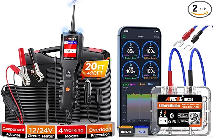 ANCEL BM200-US Car Battery Tester + ANCEL PB100 Automotive Power Circuit Probe