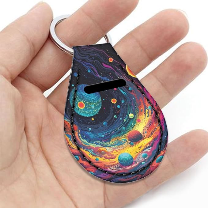 Howilath Psychedelic Space Planet Print Car Seat Covers/Steering Wheel Cover/Seatbelt Pads/Coasters/Keychain/Armrest Cushion, 10pcs Auto Interior Accessories