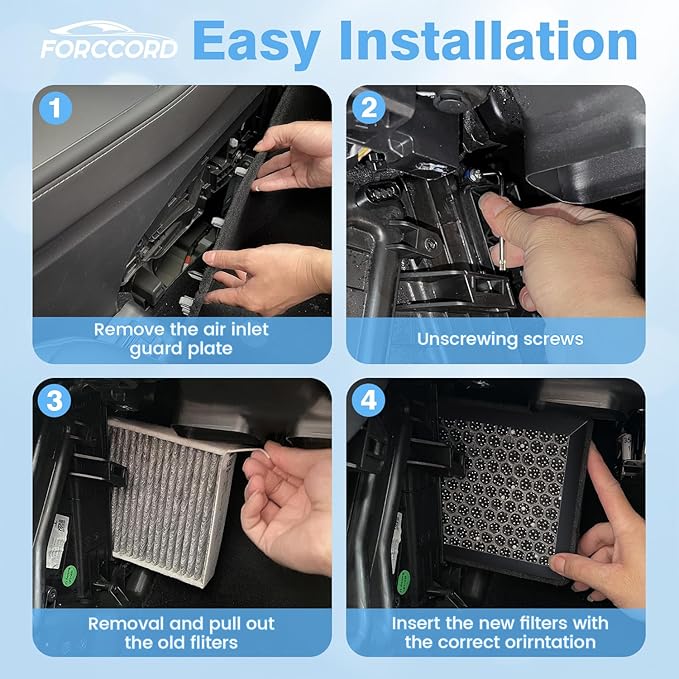 2-Pack HEPA Cabin Air Filter Fits for Tesla Model 3 Model Y 2016-2024 2025 Activated Carbon Cabin Filter Replacement Tesla Car Accessories