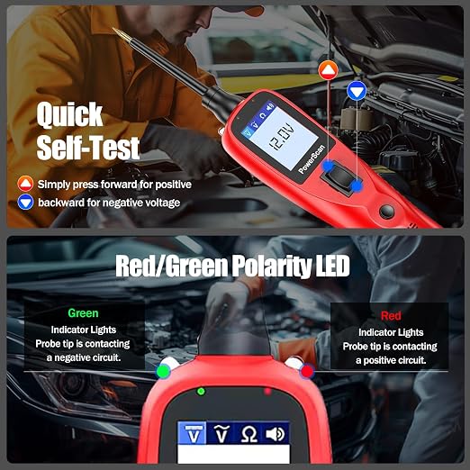 Autel PowerScan PS100 Power Circuit Probe Scan Tool Automotive Circuit Tester, Read AC DC Resistance 12-24V Electrical Short/Open Circuit Finder, Relay Tester with 20ft Extension Cable
