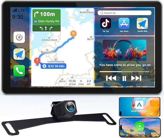 Thybro Portable Apple Carplay with Backup Camera: Plug-Play 15-Mins DIY Installation Carplay Screen - Compatible with 99% of Older Cars Upgraded - Wireless Seamless Connection for Apple/Android Auto