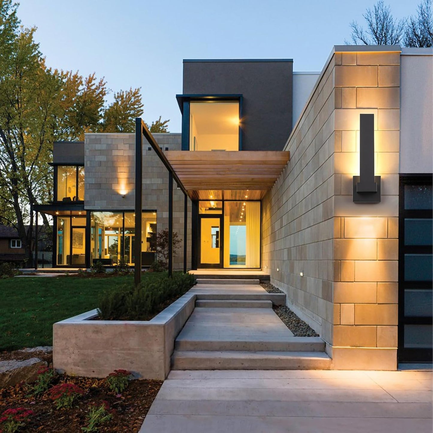 Modern Outdoor Wall Lights 15.5" LED Exterior Lighting Fixtures Patio Wall Lights Fixture Waterproof Outside Wall Sconces for Porch Yard Front Door Garage