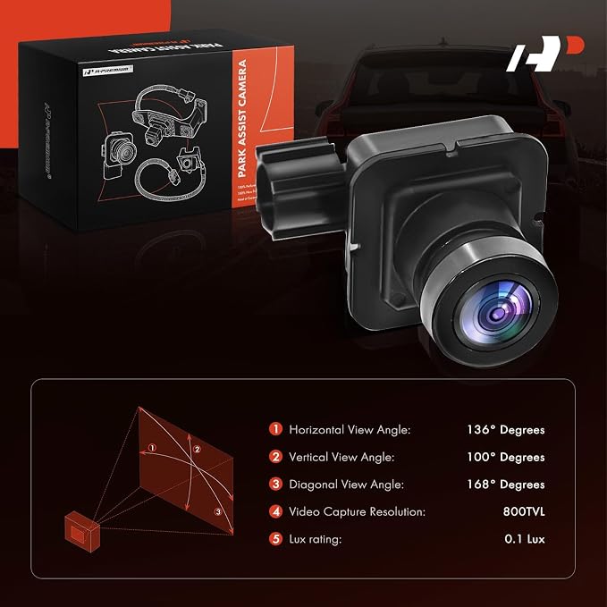 A-Premium Park Assist Camera Rear View Backup Reverse Camera Compatible with Select Chrysler Models - 2017-2023 Pacifica, 2020-2022 Voyager - Replace# 68227397AH
