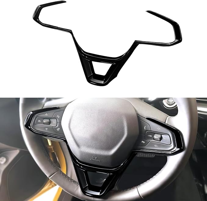 Interior Steering Wheel Center Cover Frame Trim Anti Scratch Glossy Black ABS Protective Decorative Accessories Kit for Chevrolet Trailblazer 2024 2025 2026/TRAX 2023-2025