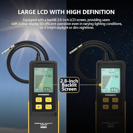 Engine Oil Tester AS503 Gasoline & Diesel Engine Oil Quality Tester Kit Professional Engine Oil Diagnostic Tool for Test Transmittance and Temperature with High-Precision,31.5 inch Flexible Probe