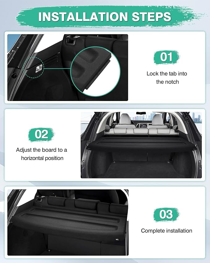 Powerty Cargo Cover for Honda HR-V 2016-2022, Trunk Cover Retractable Trunk Shielding Shade for 2016-2022 HRV Accessories All Weather Protection Cargo Luggage Cover