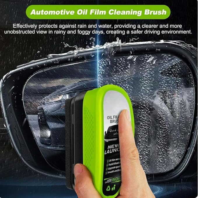 Clear Vision Glass Cleaner - 2 Set Clear Vision Windshield Cleaner, Automotive Oil Film Cleaning Brush for Car Windows, Upgrade 2.0 Reusable Oil-Free Car Glass Brushes