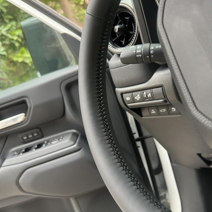 MEWANT Hand Stitch Steering Wheel Cover for Toyota Land Cruiser 2024-2026, Custom Fit DIY Wrap Interior Accessories