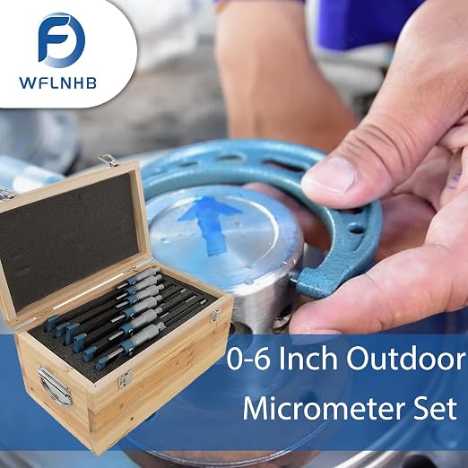 WFLNHB 6 Pcs 0-6" Outside Micrometer 0.0001" Carbide Standards Micrometers for Accuracy Measurement Work