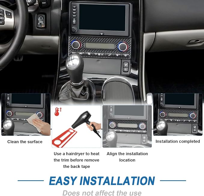Real Carbon Fiber AC Air Switch Panel Trim Compatible with Corvette C6 2005-2013, Interior Decor Sticker Accessories