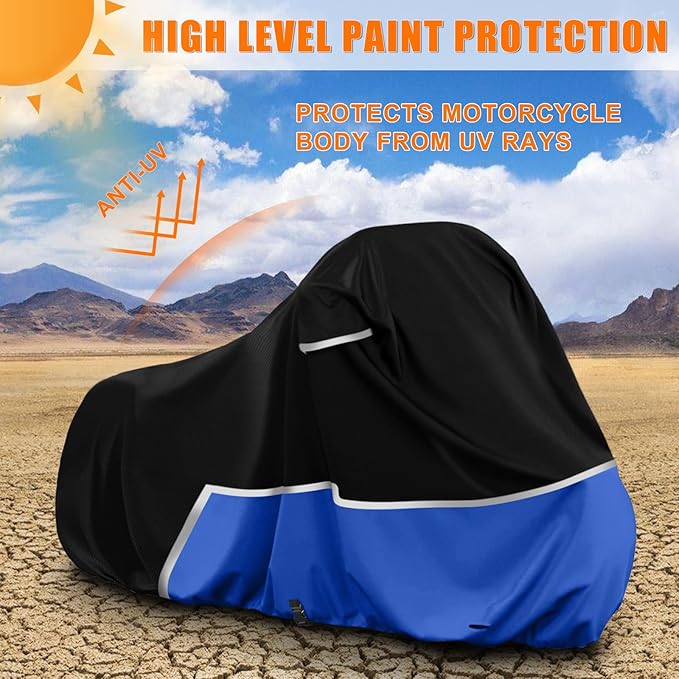 Waterproof Motorcycle Cover Replace for Harley Davidson Cruiser Models, 420D Oxford Cloth Softail, Dyna, Iron 883, Fat Boy 114, Forty-Eight, Low Rider, Sport Glide Cover for Snow Rain Protection