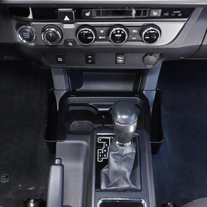 Aunginsy Center Console Gear Shift Storage Box Compatible with Toyota Tacoma 3rd Gen 2016-2023 Gear Shift Box Side Panel Organizer Tray Armrest Storage Box ABS Accessories, Not Fit Manual Transmission
