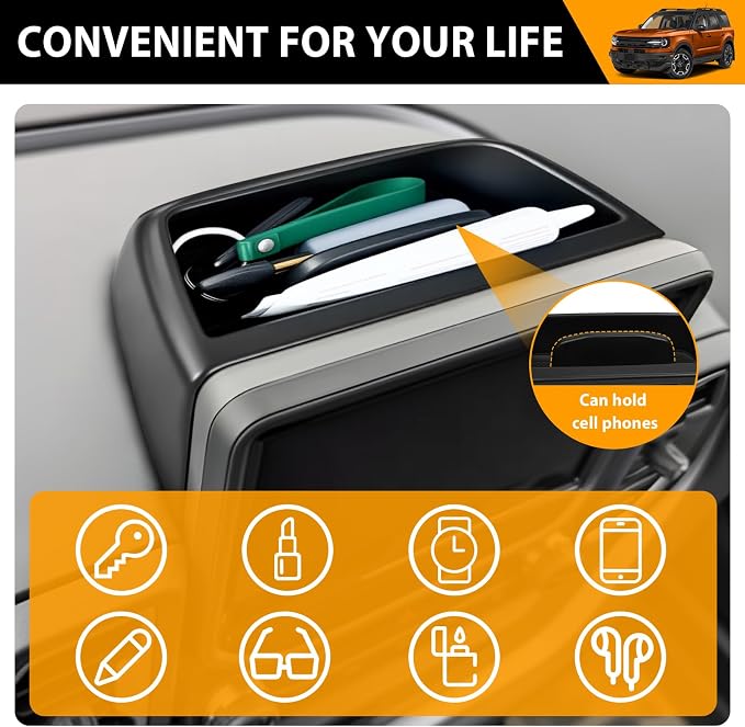 Center Console Organizer Compatible with 2021-2024 Ford Bronco Sport CX430 Dash Storage Tray Dashboard Organizer for Bronco Sport Accessories(Dash Storage Tray)