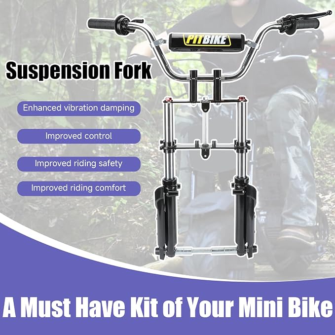 Mini Bike Front Suspension Fork Kit Compatible with Monster Mega Moto 80cc 105cc Motovox MBX10 MBX11 Coleman CT100U Baja GMB100 TrailMaster Storm 200 Parts 7/8 Handlebar