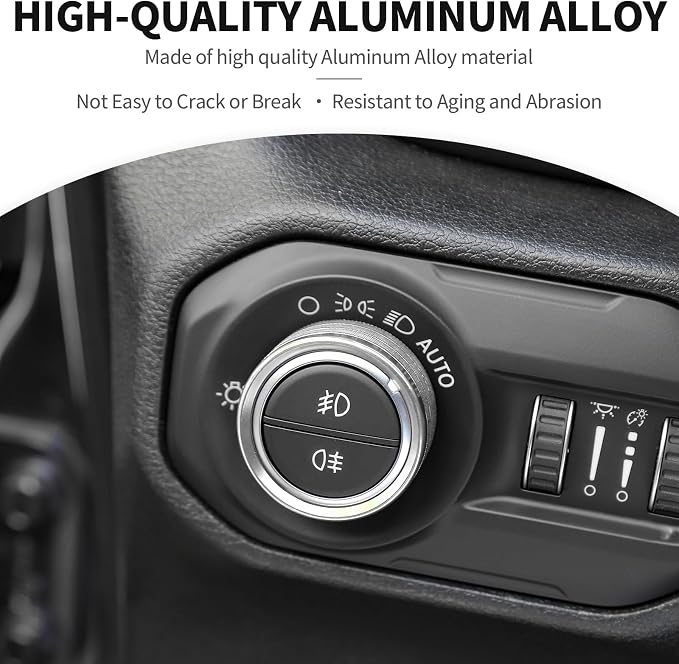 JeCar JL Switch Button Covers Window Control Air Conditioner Headlight Volume Radio Knob Trims Interior Accessories Compatible with Jeep Wrangler JL JLU 2018-2026 & Gladiator JT 2020-2026, Silver