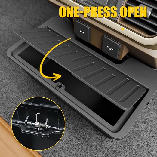 Trash Can Compatible with 2021-2025 2026 Ford F150 Trash Bin One-Touch Garbage Can Push-to-Open Trash Bin Extra Rear 2nd Row 7.4L Center Console Storage Box for 2024 F-150 Accessories