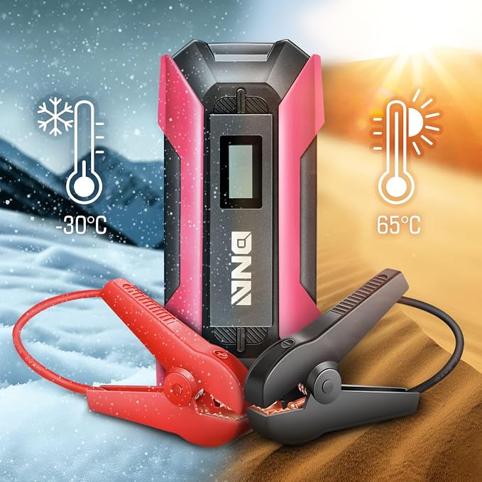 DNA Motoring TOOLS-00267 12V 1500A 15000 mAh Multi-Function Portable Car Battery Jump Starter for Up to 7.0L Gas & 5.5L Diesel Engine, with Carry Case, Pink