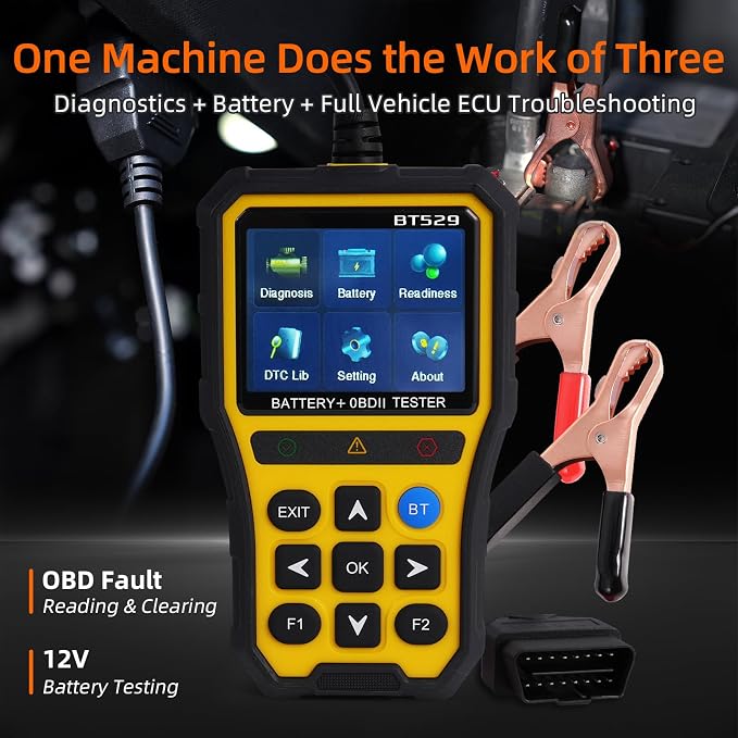 2-in-1 OBD2 Scanner with Battery Tester, 2025 Elite Engine Code Reader & 12V Battery Tester for AGM/EFB, Cranking/Charging Analyzer, Bluetooth Scan Tool for Gas Cars, SUVs & Vans