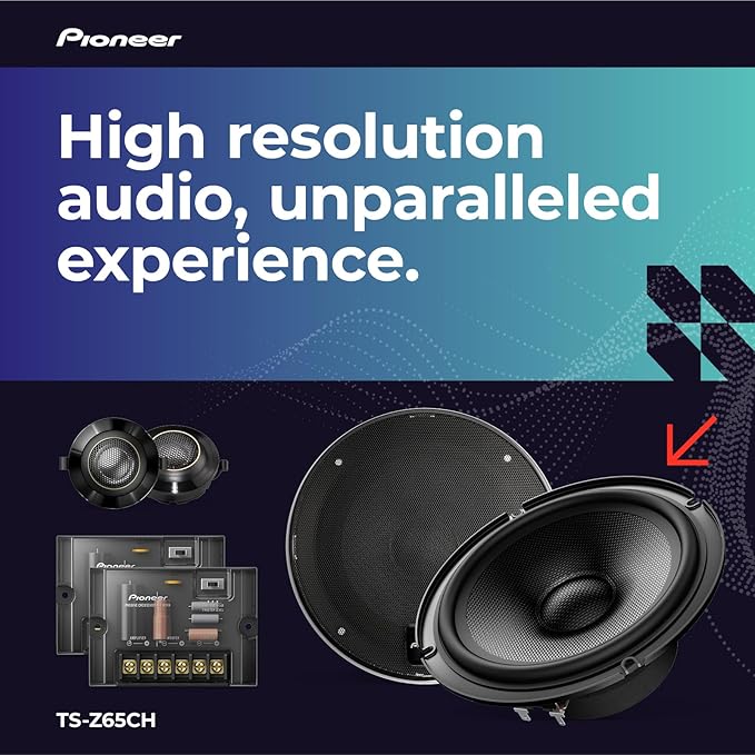 Pioneer Z-Series TS-Z65CH 6.5” 2-Way Speakers (Pair) – 330W Max, Crisp Highs + Clear Vocals, Audiophile upgrade, add an amplifier for optimal performance