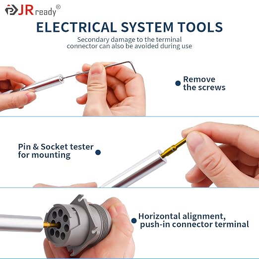 JRready ST5244-HT250 Retention Dynamometer Kit, HT250-3 Electrical Tension Tester Tool with Socket & Pin Tester Tips Provides The Correct Positioning for 20# 22# Contacts
