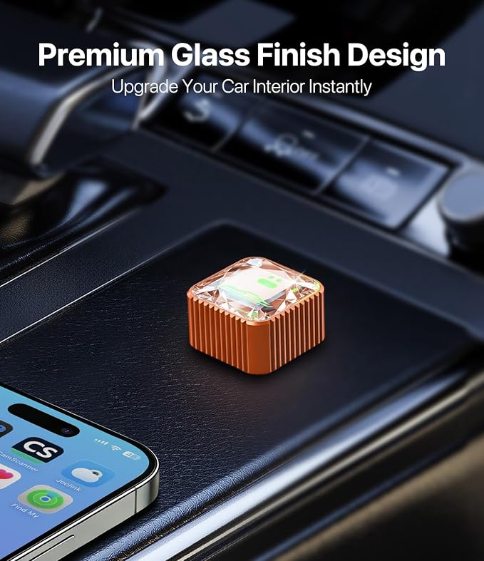 2026 Wireless CarPlay Adapter for iPhone, Premium Glass Finish Design, 5s Auto-Connect, Mini Wireless CarPlay Dongle Compatible with Apple CarPlay, Plug & Play for Factory Wired Cars, Low Latency