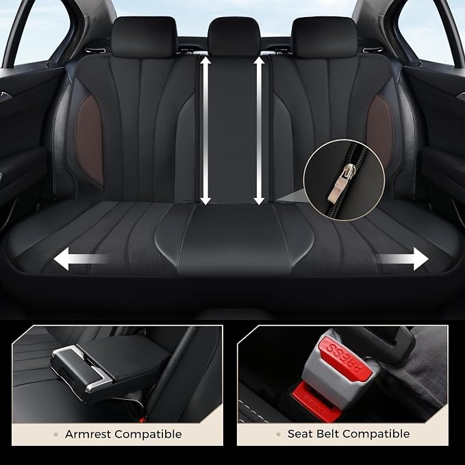 Coverado Seat Covers, Red Car Seat Covers Full Set, Automotive Seat Covers 5 Seats, Waterproof Black Car Seat Protectors Universal Fit for SUVs Trucks Sedans