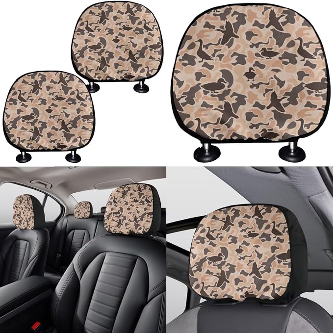 KEIAHUAN Camo Hunting Car Seat Cover Set of 11 Pieces and Handbrake and Gear Shift Knob Cover,Steering Wheel Cover,Cup Coasters Auto Interior Accessories for SUV,Sedan,Truck,Van