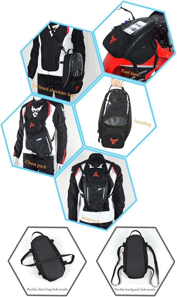 Naysku Motorcycle Tank Bag, 7Inch Touch Screen Motorcycle Bag Fuel Tank Magnetic Bag, Water-Repellent, Large Capacity and Multiple Compartments, for Outdoor Activities