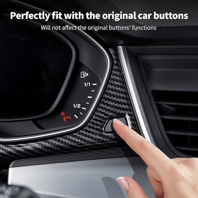 Dashboard Trim Frame Compatible with Audi Q5 2018-2025, Dial Dashboard Moulding Stickers, Carbon Fiber Dash Instrument Cluster Speedometer Frame Cover, ABS Carbon Fiber Q5L Accessories Accessories