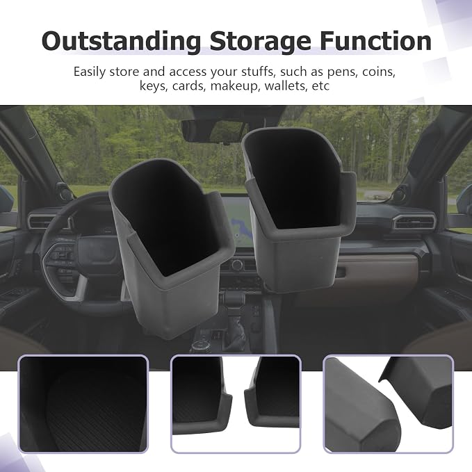 LUWU 2025 4Runner Center Console Cup Holder Compatible with 2025 Toyota 4Runner Interior Accessories Rear Seat Door Side Silicone Cup Holder Insert 4Runner 2025 Accessories