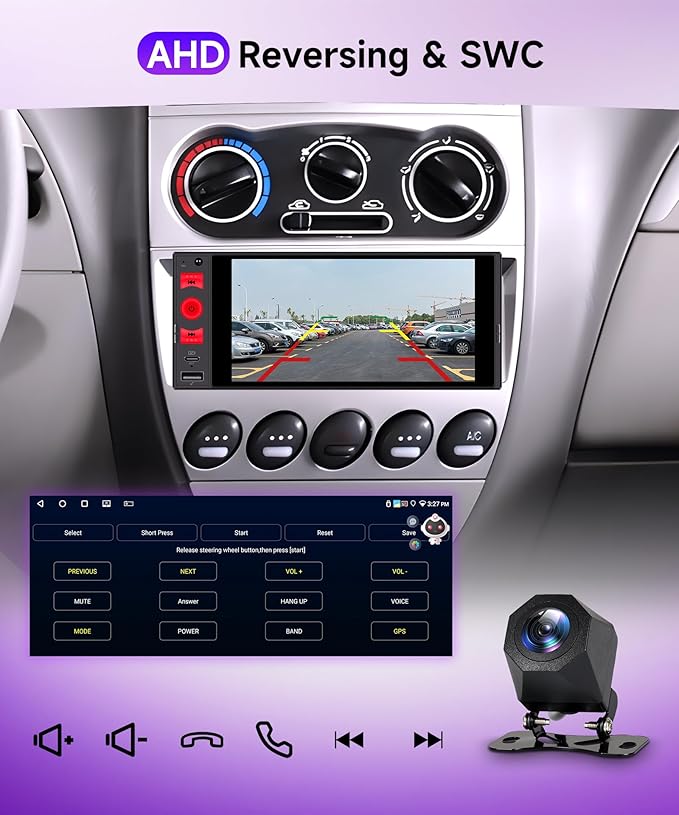 4G+64G Rimoody Car Radio Android 15 Single Din Wireless Carplay Android auto, 1 Din Car Stereo Bluetooth 5.0, Car Audio Receivers GPS WiFi EQ USB/Type-C, FM/RDS, Car Multimedia Player Backup Camera