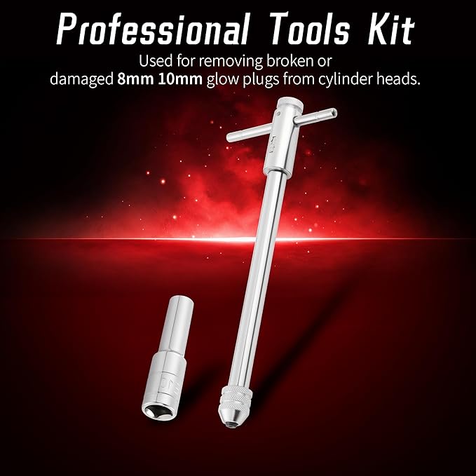 16pcs Glow Plug Removal Tool Kit, 8 mm 10 mm Damaged Glow Plug Extractor Repair Remove Tool Set for Cylinder Heads