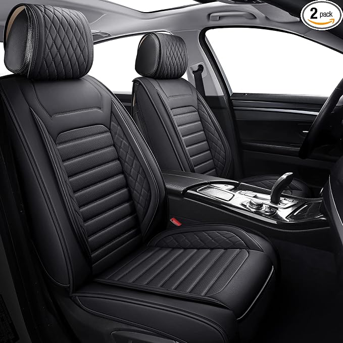 Aierxuan Car Seat Covers Waterproof Leather Universal for Toyota Corolla Honda Civic Accord Nissan Altima Sentra Rogue Kia Hyundai VW Subaru Acura RDX Ford(Full Set/Black A)