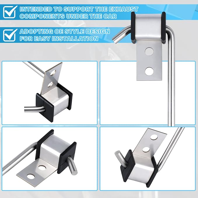 Universal Stainless Steel Exhaust Hanger Heavy-duty Exhaust Hanger Rod Exhaust Pipe Hanger Bracket Weld On - 3/8" Rod 11" Long(4 PCS)