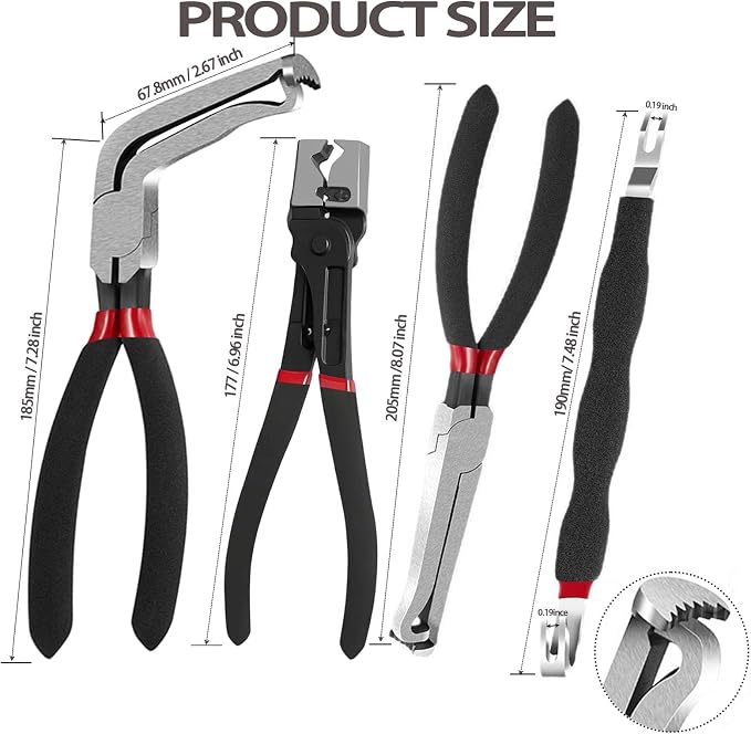 4 Pieces Electrical Disconnect Pliers for Cars, Automotive Electrical Plug Connector Disconnect Tool and Connector Separator and Hose Clamp Pliers