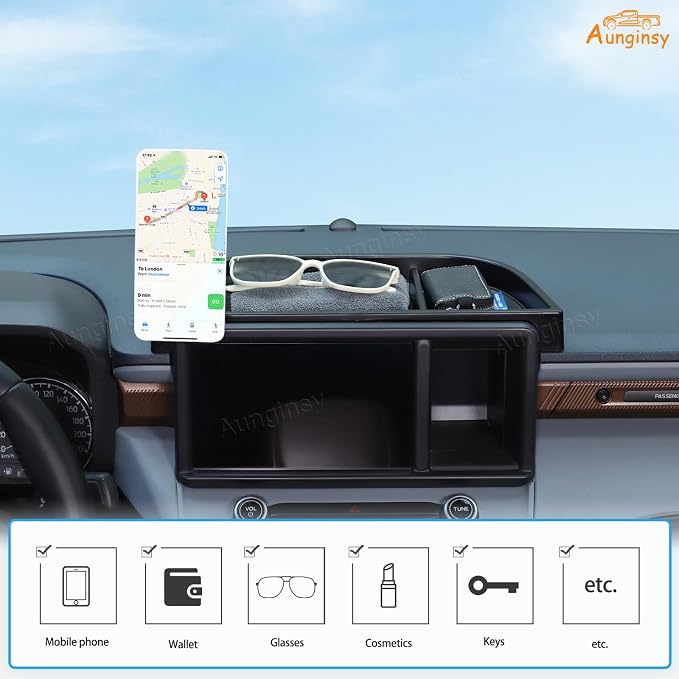 Aunginsy Center Console Dashboard Storage Tray with Magnetic Phone Holder Compatible with Ford Maverick 2022-2024 Instrument Multi-Functional Mobile Phone Mount Storage Box Organizer Tray Accessories