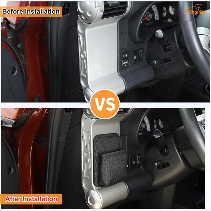 2Pcs Dashboard Side Air Vent Outlet Storage Bag Compatible with Toyota FJ Cruiser 2007-2021, Center Console Multifunction Organizer Tray Pouch Box for Phone/Coin/Key/Card Storage Expansion Accessories