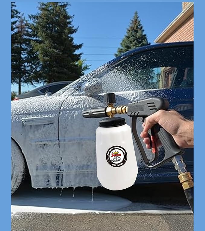 High Pressure Foam Cannon for Pressure Washer, 1L Heavy-Duty Car Wash Sprayer with Brass Connector, Fits Most Pressure Washers, Includes Microfiber Gloves