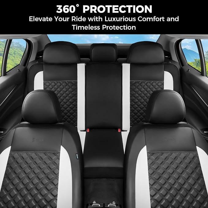 FLORICH Seat Covers, Front Seat Covers 2 PCs, Automotive Seat Cover for Cars, Luxury Leather Universal Seat Cover Accessories Fit for Most Cars SUV Truck Sedans(White)