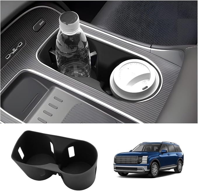 LUWU 2026 Palisade Center Console Cup Holder Compatible with 2026 Palisade SEL/XRT/Limited/Calligraphy Accessories Center Console Silicone Cup Holder Insert(Only for 7-Seat)